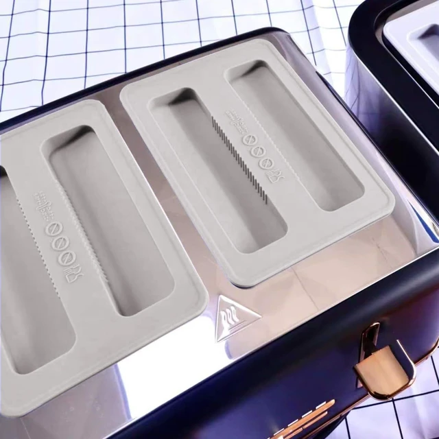 Alt view image 6 of 6 - 2 Pack Toaster Cover 2 Slice Toaster Cover Silicone Toaster Lid Bread Machine Cover Bread Maker Accessories (Grey)