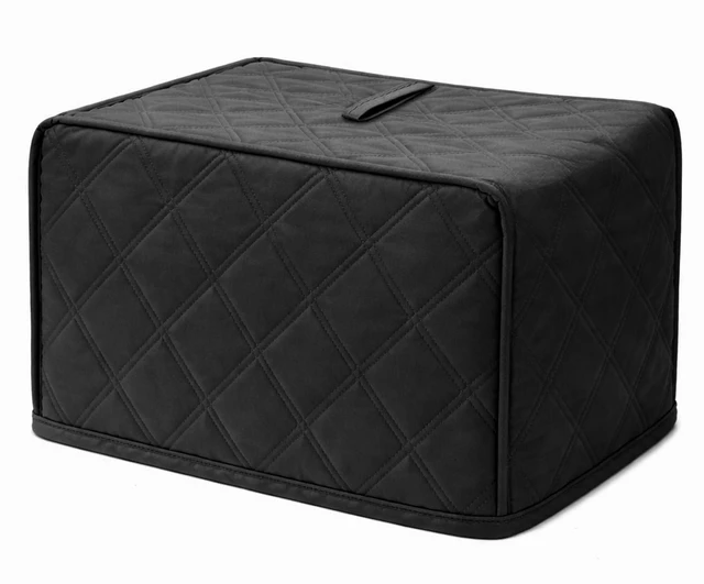 Main image of 2 Slice Toaster Cover, Quilted Polyester Toaster Covers 2 Slice Wide Slot, Dust-proof Universal Size Covers for Small Kitchen Appliance(Black)