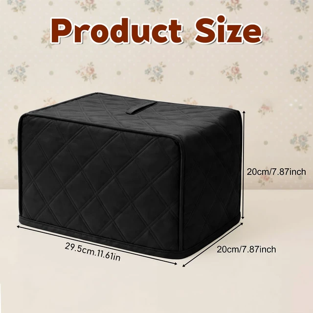 Alt view image 2 of 7 - 2 Slice Toaster Cover, Quilted Polyester Toaster Covers 2 Slice Wide Slot, Dust-proof Universal Size Covers for Small Kitchen Appliance(Black)