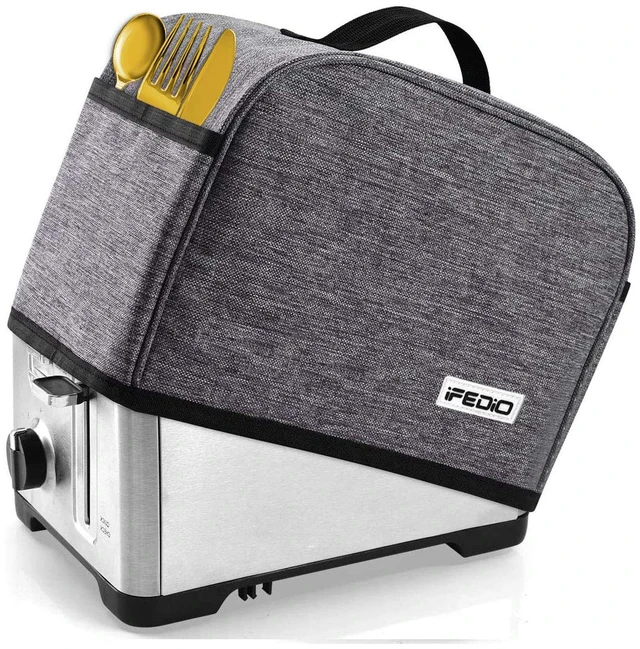 Main image of 2 Slice Toaster Cover with Two Pockets for Storing knife,Grey