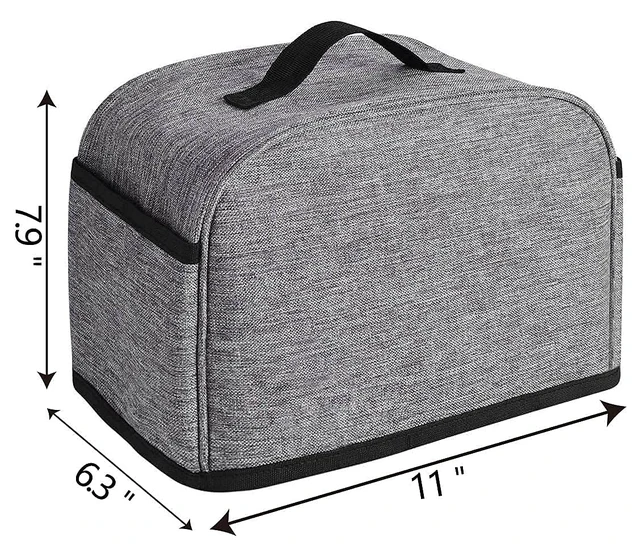 Alt view image 2 of 7 - 2 Slice Toaster Cover with Two Pockets for Storing knife,Grey