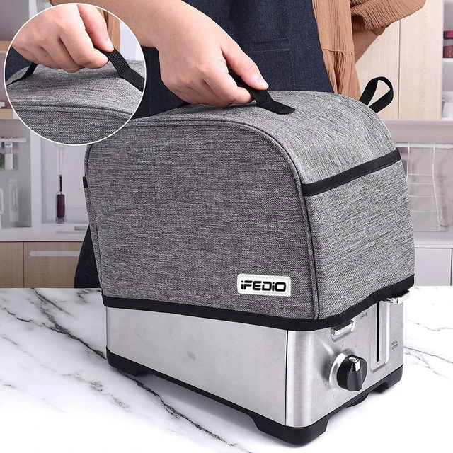 Alt view image 4 of 7 - 2 Slice Toaster Cover with Two Pockets for Storing knife,Grey