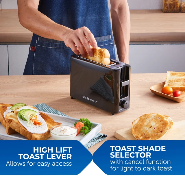 Alt view image 4 of 6 - Single-Slice Cool-Touch Toaster, Wide Slot, 6 Browning Levels | Black, Bagels, Waffles & Pastries, ECT118B