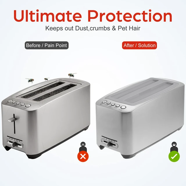 Alt view image 4 of 7 - Silicone Toaster Top Cover for 4 Slice and Long Slot 2 Slice Toasters, Universal Dust Lid Protector for Bread Maker Kitchen Appliances, Sandwich Machine Part