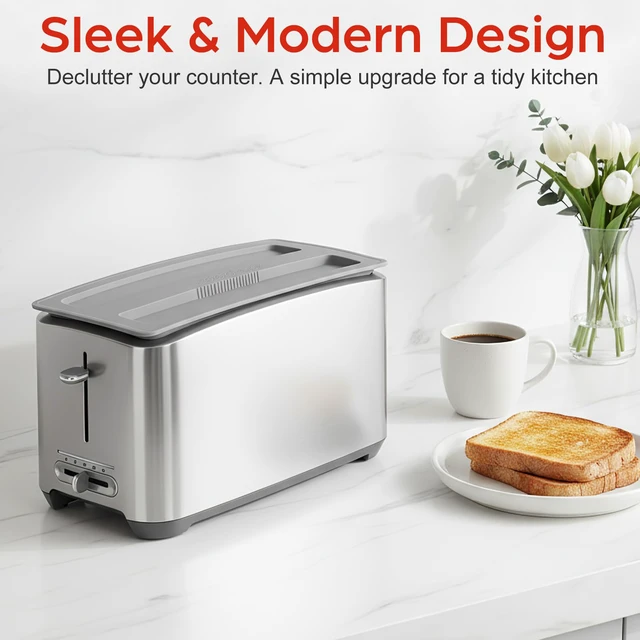 Alt view image 3 of 7 - Silicone Toaster Top Cover for 4 Slice and Long Slot 2 Slice Toasters, Universal Dust Lid Protector for Bread Maker Kitchen Appliances, Sandwich Machine Part