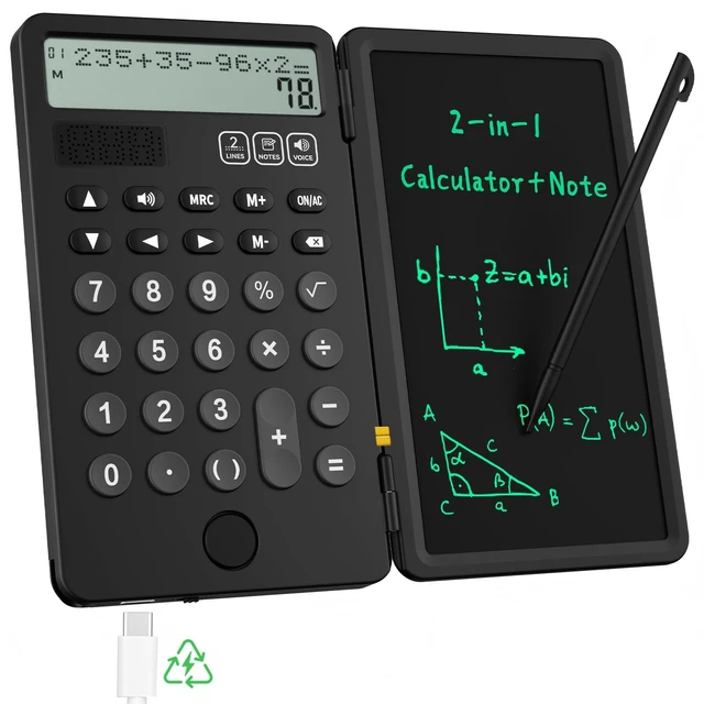 Main image of Talking Calculators Desktop Rechargeable for School Desk Calculator with Notepad 2-Line Display Office Desk Accessories School Supplies College Kids Calculators for Student Simple Big Button