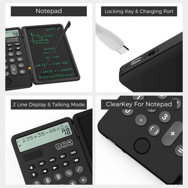 Alt view image 2 of 7 - Talking Calculators Desktop Rechargeable for School Desk Calculator with Notepad 2-Line Display Office Desk Accessories School Supplies College Kids Calculators for Student Simple Big Button