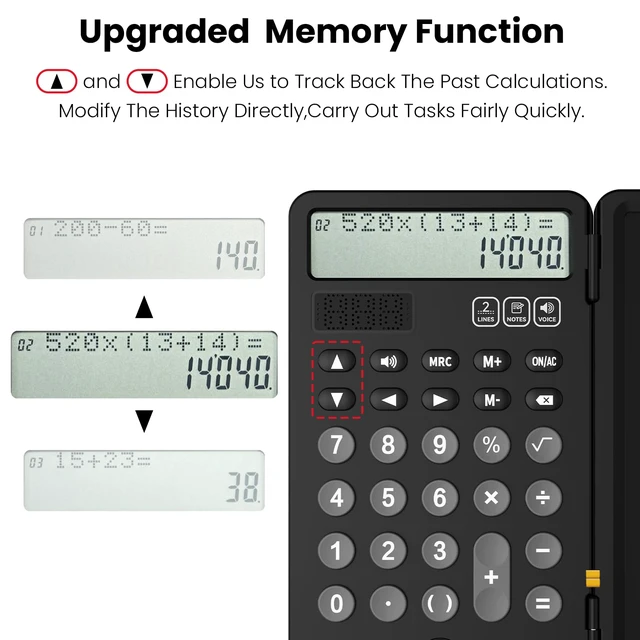 Alt view image 4 of 7 - Talking Calculators Desktop Rechargeable for School Desk Calculator with Notepad 2-Line Display Office Desk Accessories School Supplies College Kids Calculators for Student Simple Big Button