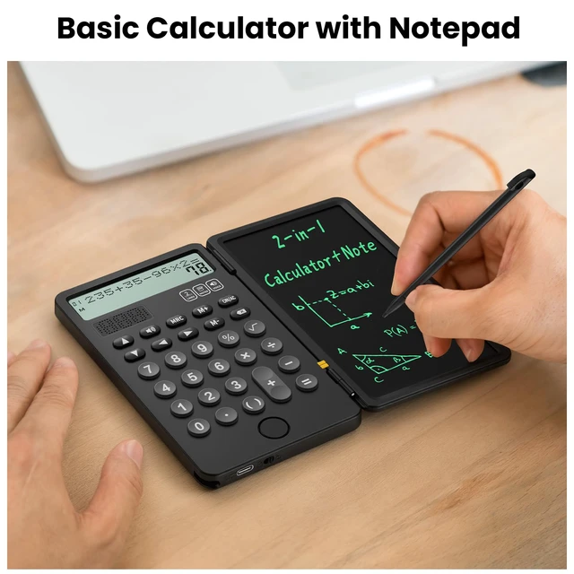 Alt view image 7 of 7 - Talking Calculators Desktop Rechargeable for School Desk Calculator with Notepad 2-Line Display Office Desk Accessories School Supplies College Kids Calculators for Student Simple Big Button