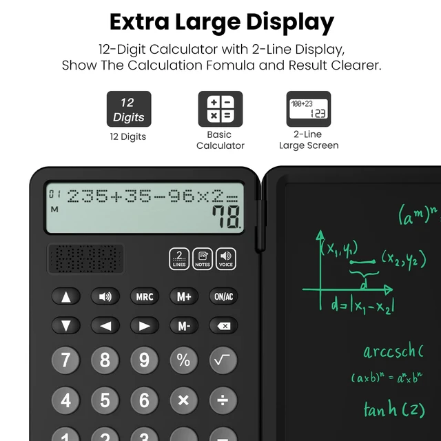 Alt view image 5 of 7 - Talking Calculators Desktop Rechargeable for School Desk Calculator with Notepad 2-Line Display Office Desk Accessories School Supplies College Kids Calculators for Student Simple Big Button