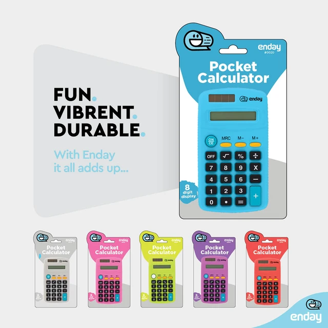 Alt view image 3 of 7 - Calculator Blue, Basic Small Solar and Battery Operated, Large Display Four Function, Auto Powered Handheld Calculator School and Kids Available in Green, Red, Purple, Grey, Pink, 1 PK by