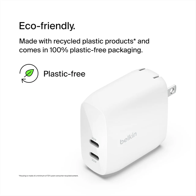 Alt view image 2 of 6 - 60W Dual USB C Charger Block, PPS Fast Charging for Travel | Samsung Galaxy S25, iPhone 17, Air, Pro, Pro Max, iPad, MacBook Air, AirPods, Google Pixel 10
