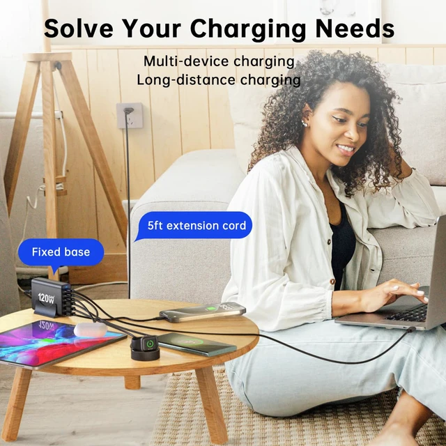 Alt view image 7 of 7 - European USB C Charger Station Fast Charging Hub Europe Travel Power Plug Multiple 6 Multi Port,120W GaN PD QC Block,EU UK US Adapter for Apple iPhone Samsung Pixel,65W Laptop MacBook Pro Air Surface