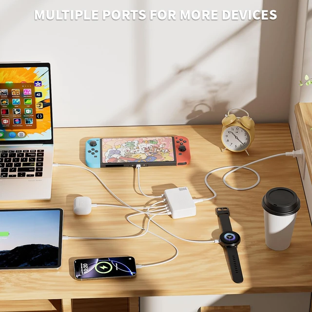 Alt view image 6 of 7 - USB C Charger Block,200W TypeC Charger Fast Charging,8Port Charging Station | USB C & A GaN III Desktop Hub Block Laptop Adapter for Apple iPhone Air/17/16/15, iPad Pro/Air/Mini, MacBook Pro/Air