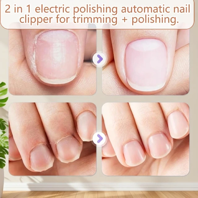 Alt view image 6 of 6 - 2026 Upgraded 2 in 1 Electric Polishing Automatic Nail Clipper & Trimmer with 2 Adjustable Speeds - Portable Electric Fingernail Trimmer for Seniors and Adults (Purple)