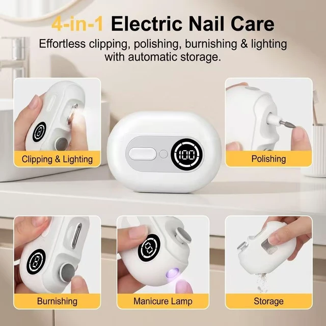 Alt view image 4 of 7 - Electric Nail Clipper, Automatic 4 in 1 Baby Nail Trimmer and Polisher | 2026 Upgraded, LED Light & Nail Storage Box, Electric Nail File with Multiple Speed Gears for Baby, Adults, Senior