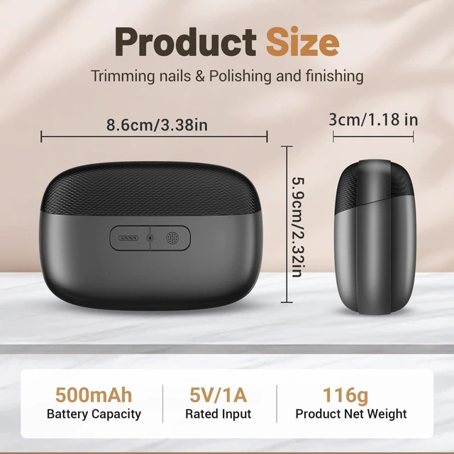 Alt view image 2 of 7 - Electric Nail Clipper, Upgraded 3 in 1 Electric Polishing Automatic Nail Clippers with Magnetic Lid USB Rechargeable Portable Smart Nail Clipper for Thick Toenails Seniors, Adults (Black)
