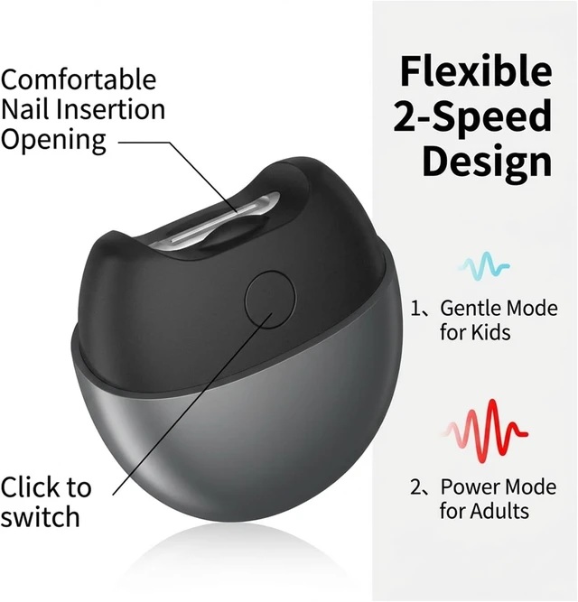 Alt view image 2 of 7 - 2026 Upgraded 3-in-1 Electric Nail Clipper & Polisher, Automatic Nail Trimmer with LED Light, Built-in Nail Clippings Collector, 2-Speed, USB Rechargeable, Safe & Easy for Seniors and Adults