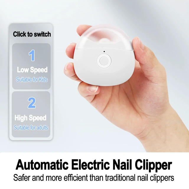 Alt view image 2 of 7 - Automatic Electric Nail Clipper with LED Light & 2 Speeds with Nail Scraps Storage, USB Rechargeable Safety Fingernail Trimmer for Baby, Children, Kids, Adult, Seniors and Caregivers, White