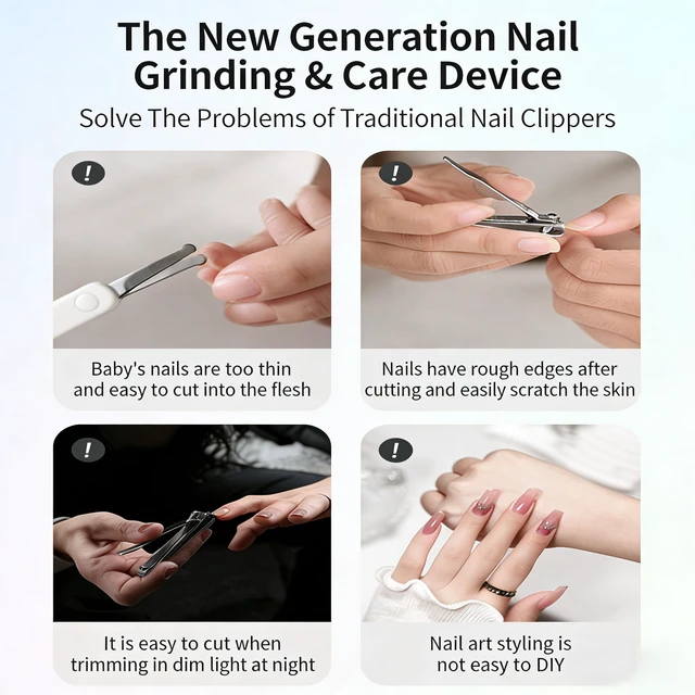 Alt view image 7 of 7 - Electric Nail Clipper, 3-Speed Rechargeable Nail Trimmer with LED Light Quiet Motor & Nail Debris Collector, Automatic Safe Fingernail and Toenail Cutter for Babies Kids Adults Seniors