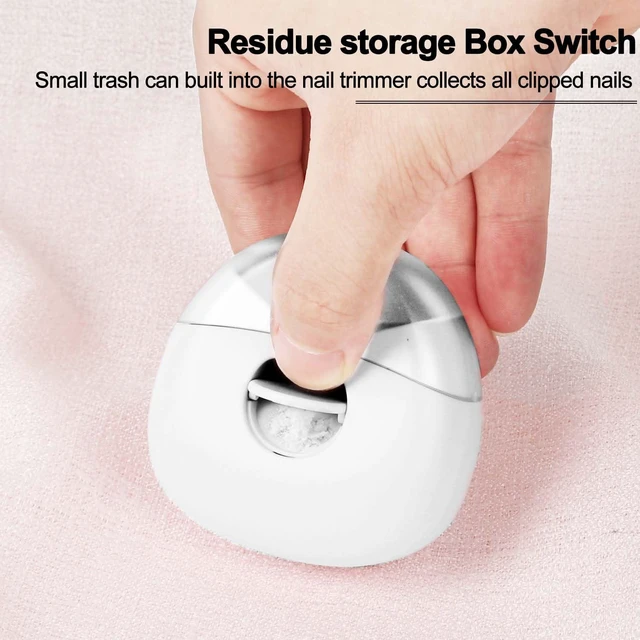 Alt view image 7 of 7 - Automatic Electric Nail Clipper with LED Light & 2 Speeds with Nail Scraps Storage, USB Rechargeable Safety Fingernail Trimmer for Baby, Children, Kids, Adult, Seniors and Caregivers, White