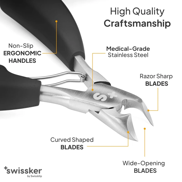 Alt view image 3 of 7 - by Swissklip Heavy Duty Toenail Clippers for Seniors & Thick Nails | Wide Jaw Opening for Ingrown Toenails, Long Handle Toe Nail Trimmer for Seniors & Adults, Stainless Steel Fingernail Tool
