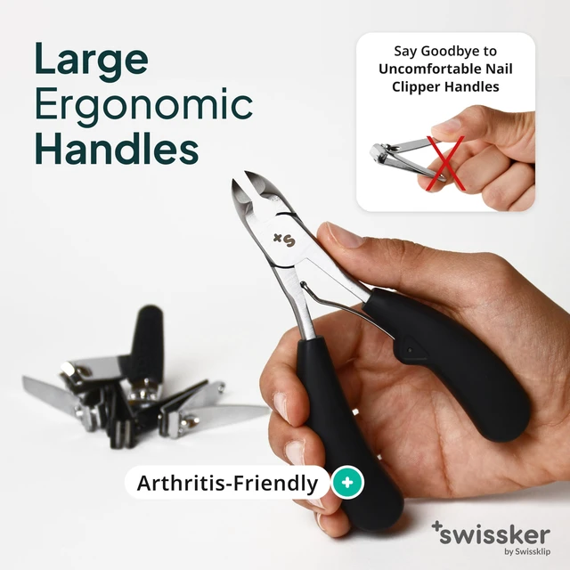 Alt view image 4 of 7 - by Swissklip Heavy Duty Toenail Clippers for Seniors & Thick Nails | Wide Jaw Opening for Ingrown Toenails, Long Handle Toe Nail Trimmer for Seniors & Adults, Stainless Steel Fingernail Tool