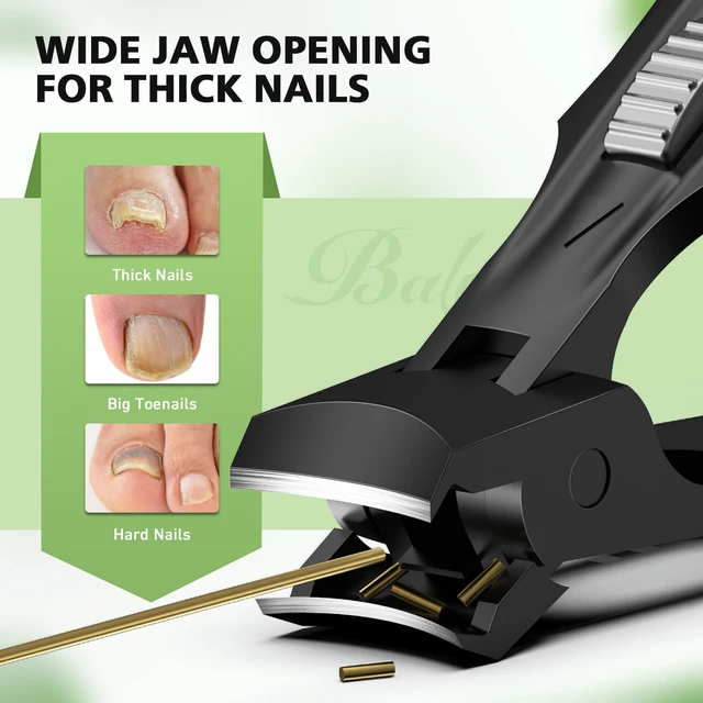 Alt view image 2 of 7 - Heavy Duty Toenail Clippers for Men & Seniors - Ultra Sharp Wide Jaw Nail Clipper for Thick & Ingrown Toenails, Long Handle Toe Nail Clipper for Seniors, Anti-Splash Design & Safety Lock