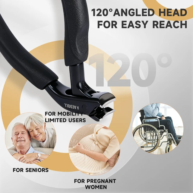 Alt view image 3 of 7 - HeavyDuty Toenail Clippers for Thick Toenails, Long Handle Toenail Clipper for Seniors, Ergonomic Non-Slip Grip, Large Toe Nail Cutter for Men & Women, Nail Trimmer with File & Cuticle Tool