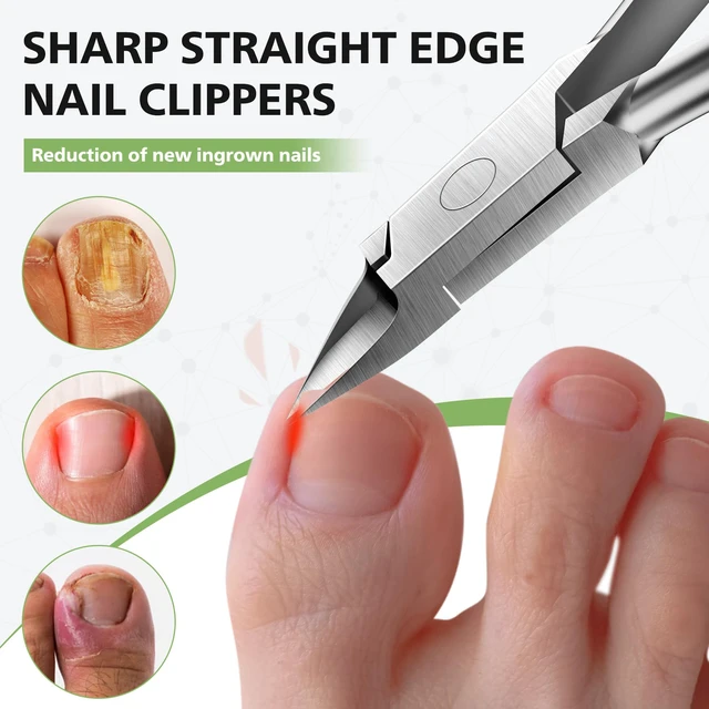 Alt view image 2 of 7 - Toenail Clippers Straight Blade for Thick Toenails and Ingrown Nails, Professional Stainless Steel Fingernail Toenail Clippers Trimmers for Seniors, Men and Adult - Sliver