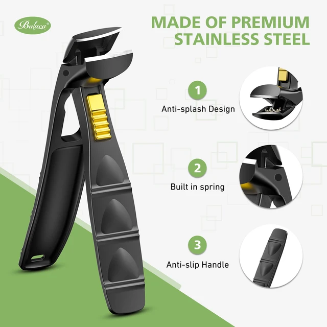 Alt view image 5 of 7 - Ergonomic Nail Clipper for Seniors - Toenail Clipper for Thick Toenails and Fingernails, Long Handle Nail Clippers with Catcher (Black, Medium with Lock Design)