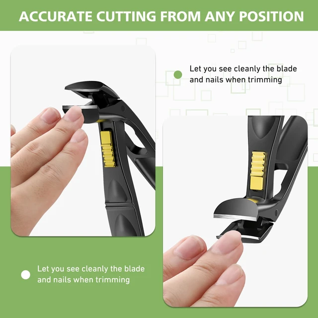Alt view image 6 of 7 - Ergonomic Nail Clipper for Seniors - Toenail Clipper for Thick Toenails and Fingernails, Long Handle Nail Clippers with Catcher (Black, Medium with Lock Design)
