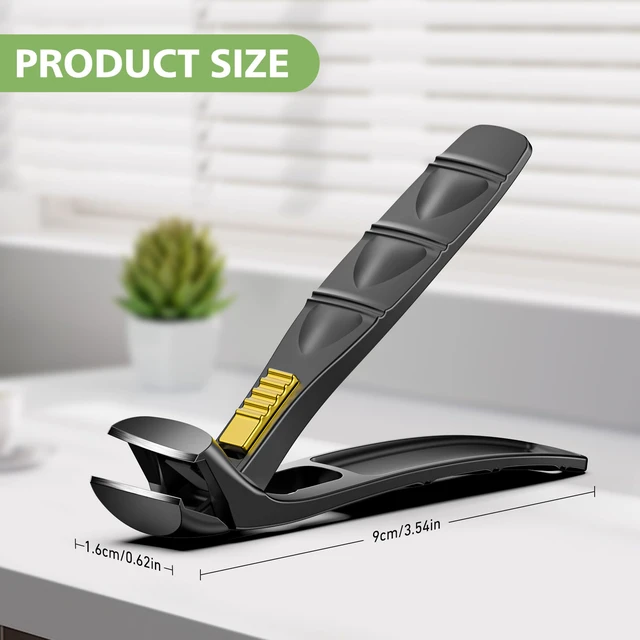 Alt view image 7 of 7 - Ergonomic Nail Clipper for Seniors - Toenail Clipper for Thick Toenails and Fingernails, Long Handle Nail Clippers with Catcher (Black, Medium with Lock Design)