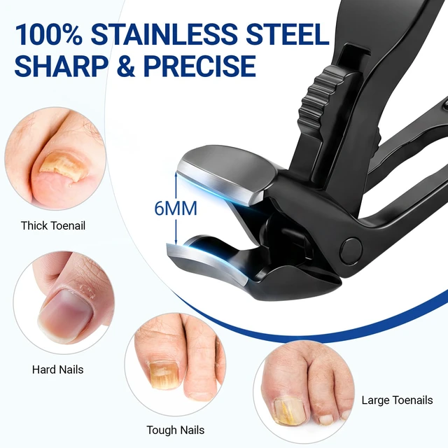 Alt view image 4 of 7 - Toenail Clippers for Seniors Long Handle Nail Clippers for Thick Nails | Ergonomic Toe Nail Clippers for Elderly, Non-Slip Handle Toenail Clipper with Catcher for Thick Toenails and Fingernails