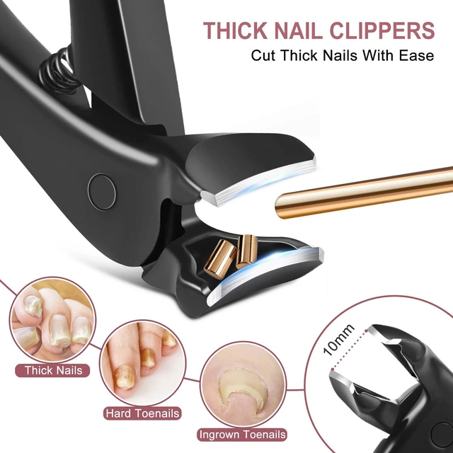 Alt view image 3 of 7 - Nail Clippers for Men - Long Handled Toenail Clippers for Seniors Thick Toenails, Heavy Duty Large Nail Clippers for Thick Nails with Wide Opening, Sharp Nail Cutter Gifts for Men Women Adults, Black