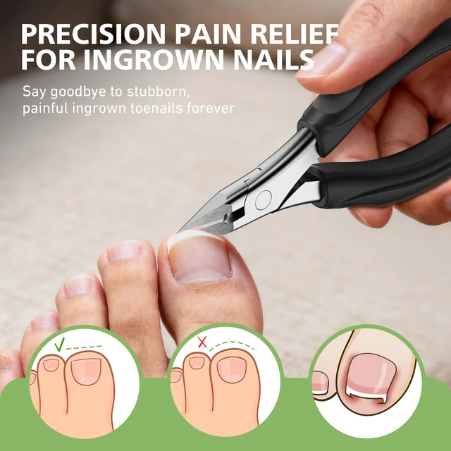 Alt view image 2 of 7 - Professional Straight Edge Toenail Clippers for Thick Nails & Ingrown Toenails - Heavy Duty Long Handle Nail Clippers for Seniors and Adults with Precision Design for Pain-Free Grooming,Black
