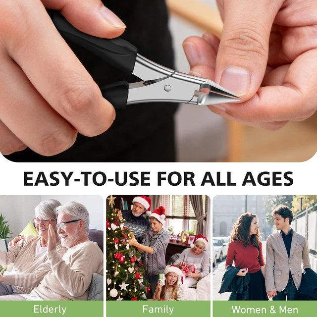 Alt view image 6 of 7 - Professional Straight Edge Toenail Clippers for Thick Nails & Ingrown Toenails - Heavy Duty Long Handle Nail Clippers for Seniors and Adults with Precision Design for Pain-Free Grooming,Black