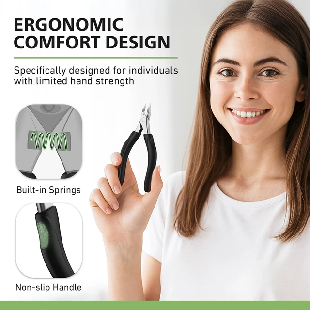 Alt view image 4 of 7 - Professional Straight Edge Toenail Clippers for Thick Nails & Ingrown Toenails - Heavy Duty Long Handle Nail Clippers for Seniors and Adults with Precision Design for Pain-Free Grooming,Black