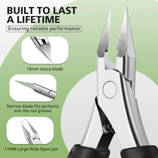 Alt view image 5 of 7 - Professional Straight Edge Toenail Clippers for Thick Nails & Ingrown Toenails - Heavy Duty Long Handle Nail Clippers for Seniors and Adults with Precision Design for Pain-Free Grooming,Black