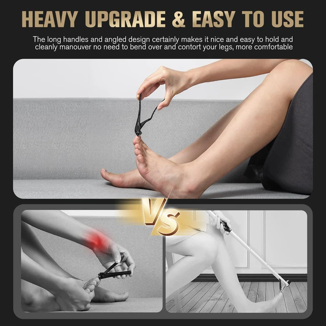 Alt view image 3 of 7 - Ergonomic Non-Slip Long Handle Nail Clippers for Seniors, Unique Angled Head Curve Wide Jaw Opening Toenail Clipper with Catcher for Thick Toenails and Fingernails