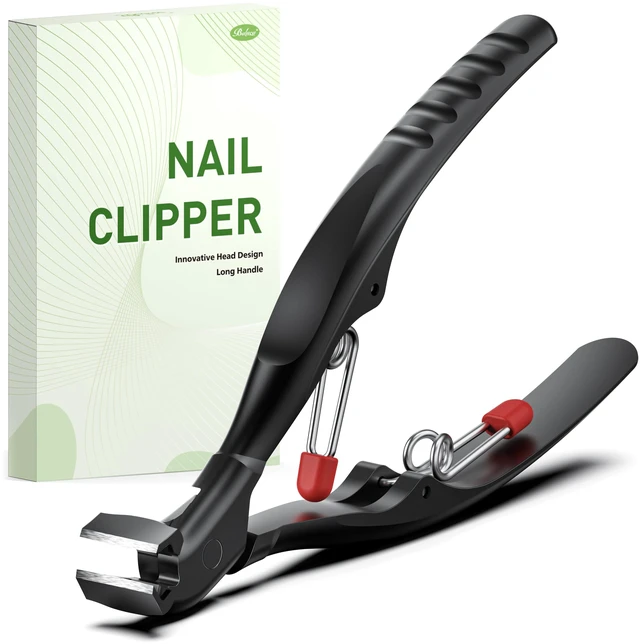 Main image of Ergonomic Nail Clippers for Seniors Heavy Duty Toenail Clippers for Thick Toenails, Extra Long Handle Toe Nail Clippers for Seniors with Catcher, Precision Trimmer for Men & Women (Black)