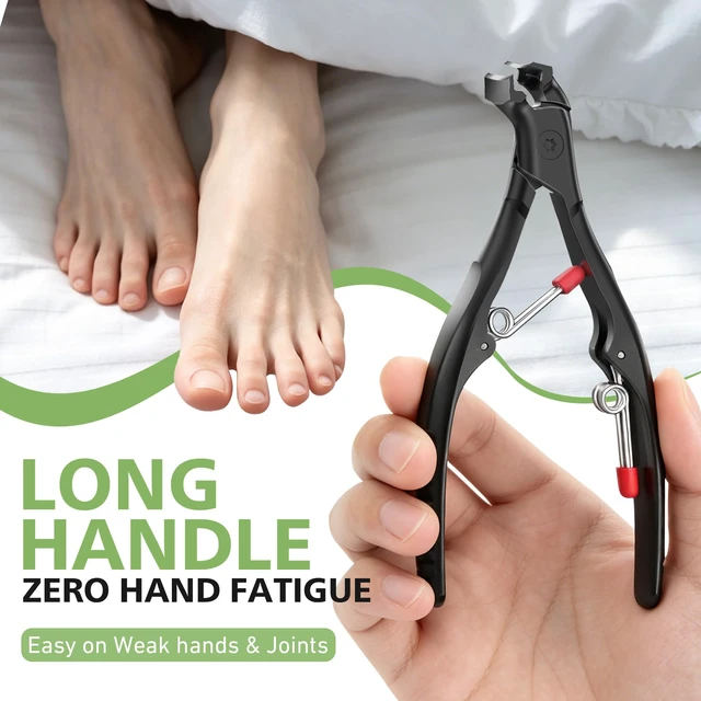 Alt view image 2 of 7 - Ergonomic Nail Clippers for Seniors Heavy Duty Toenail Clippers for Thick Toenails, Extra Long Handle Toe Nail Clippers for Seniors with Catcher, Precision Trimmer for Men & Women (Black)