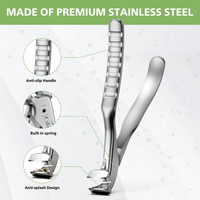 Alt view image 5 of 7 - Ergonomic Nail Clipper for Seniors - Toenail Clipper for Thick Toenails and Fingernails, Long Handle Nail Clippers with Catcher (Silver, Long Handle)