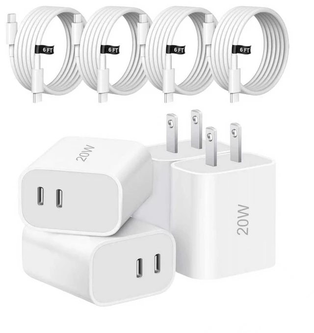 Main image of i Phone Charger Fast Charging,4 Pack 20W USB C Charger Block with 6FT USB C Cable for iPhone