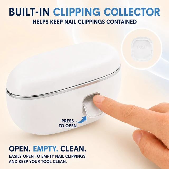 Alt view image 5 of 5 - Electric Nail Clipper Upgraded 3-in-1 Automatic Nail Trimmer with LED Light,Automatic Nail Clipper with Nail Debris Storage Rechargeable Electric Nail Clippers for Seniors and Everyday Nail Care White