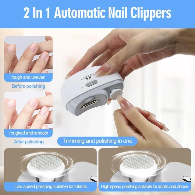Alt view image 2 of 6 - Upgraded Electric Nail Clippers with Polishing, LED Light, Electric Nail Trimmer 2 Speeds with Nail Scraps Storage,Child Safety Lock, Rechargeable Toenail Grinder for Seniors, Baby, Kids, Adult