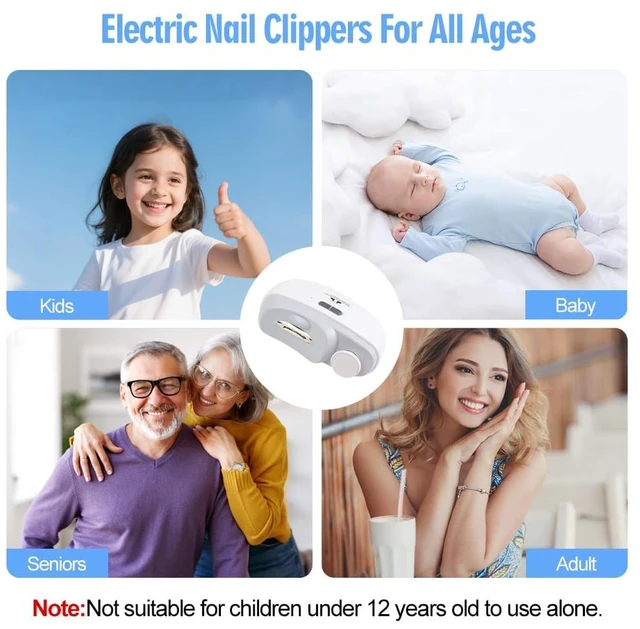 Alt view image 5 of 6 - Upgraded Electric Nail Clippers with Polishing, LED Light, Electric Nail Trimmer 2 Speeds with Nail Scraps Storage,Child Safety Lock, Rechargeable Toenail Grinder for Seniors, Baby, Kids, Adult