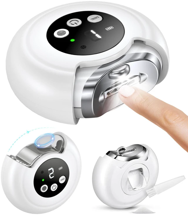 Main image of Electric Nail Clippers for All Ages, Rechargeable Safety Grinder, Pinch-Free Auto Trimmer with Debris Catcher, 3-Speeds Nail File and Polisher with LED Light, Quiet Care for Baby, Seniors and Adults
