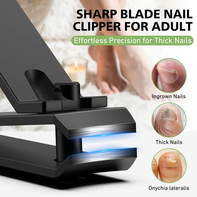 Alt view image 3 of 7 - Professional Nail Clipper Set for Seniors - Heavy Duty Curved Blade Toenail Clippers for Thick Toenails, Sharp Precision Fingernail Trimmer, Toe Clipper for Men & Women Grooming Kit - Black