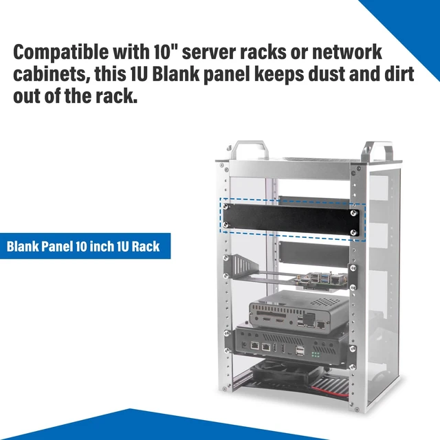 Alt view image 2 of 4 - 1U Blank Panel Rack Mount for 10 Inch Server Rack, Spacer Panel for DeskPi RackMate T1/T0/T2/T0 Plus/T1 Plus/TL1/T1/2 Plus Network Rack (2)